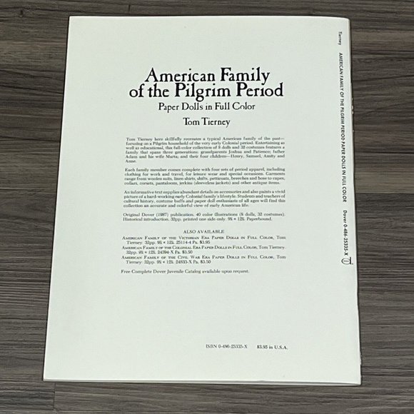 Vintage 1987 Tom Tierney American Family Of The Pilgrim Period Paper Doll Book - Picture 4 of 13